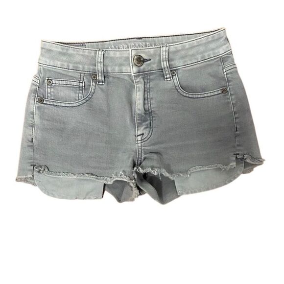 American eagle superstretch High rise  Shorty/gray women’s jean shorts festival - Picture 2 of 8